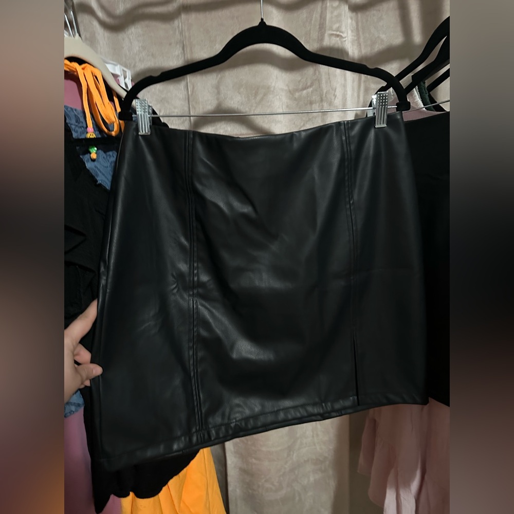 Black Faux Leather Mini Skirt